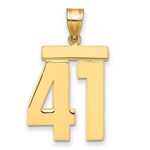 14k Yellow Gold, Athletic Collection, Large Polished Number 41 Pendant